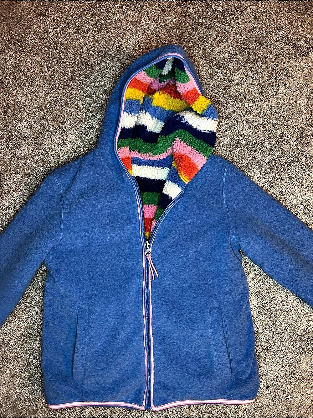 Mini Boden Girls reversible Fleece Jacket Size 9-10